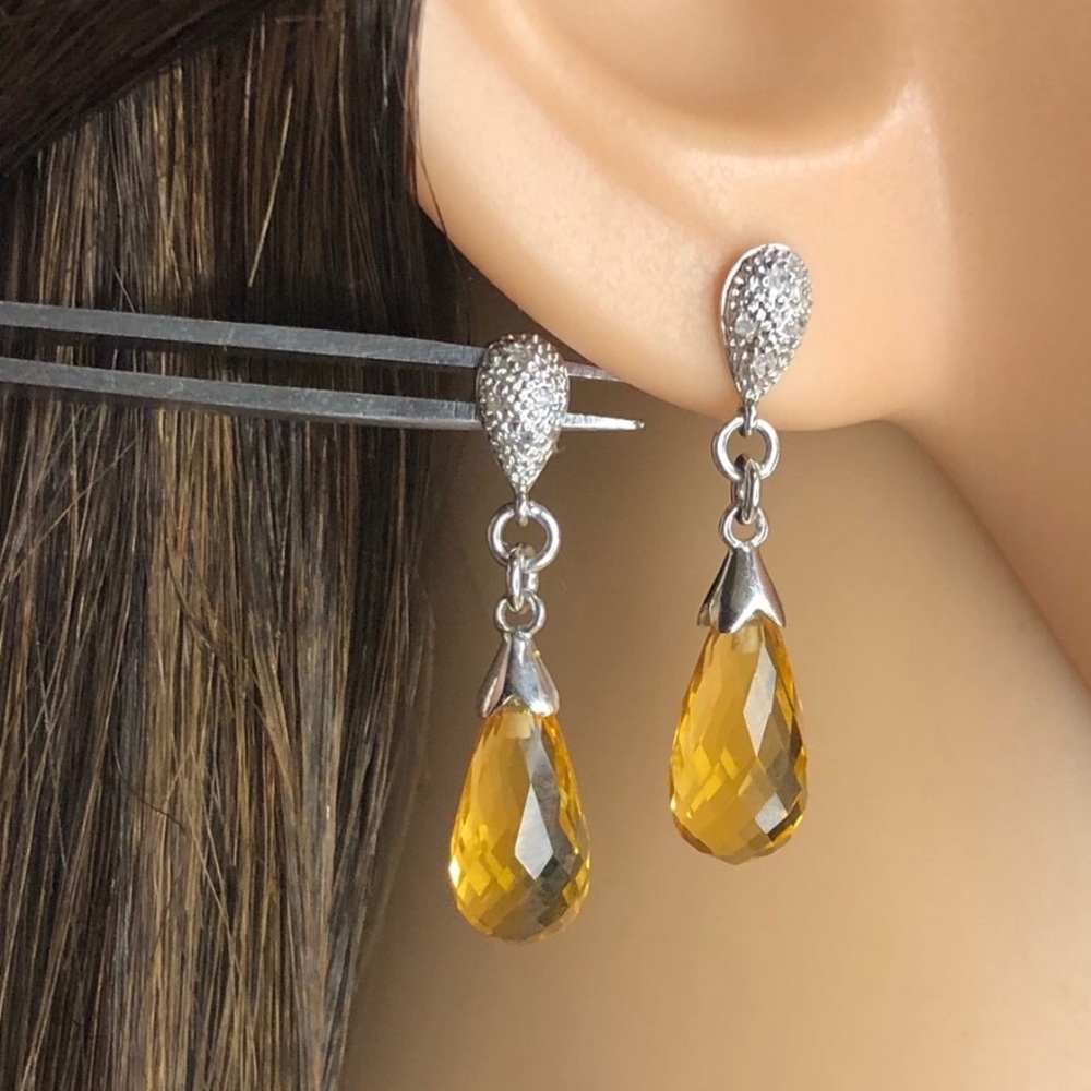 14KT Citrine and Diamond Citrine Earrings